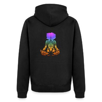 Yoga Meditation Mandala - Unisex Premium Organic Zip Hoodie - black - Back - Nico (187cm)