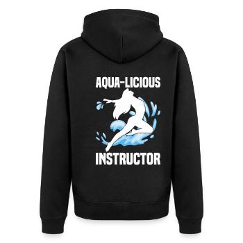 Wassergymnastik Geschenke | Water Aerobics Sport - Unisex Premium Bio Zip Hoodie - Schwarz - Hinten - Nico (187cm)