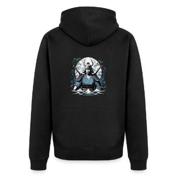 Samurai Warrior - Japan - Unisex Premium Organic Zip Hoodie - black - Back - Nico (187cm)