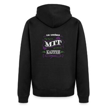 geek geschenk bday lieben coffeeshop geschenkidee - Unisex Premium Bio Zip Hoodie - Schwarz - Hinten - Nico (187cm)