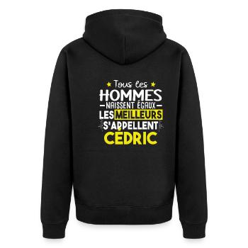 Cédric Prénom Homme Cadeau Humour - Veste à capuche bio Premium Unisexe - noir - Dos - Nico (187cm)