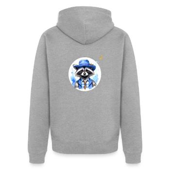 ELEGANTES MAPACHE - Unisex Premium Bio Zip Hoodie - Grau meliert - Hinten - Nico (187cm)