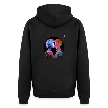 NEUER GEIST - Unisex Premium Bio Zip Hoodie - Schwarz - Hinten - Nico (187cm)