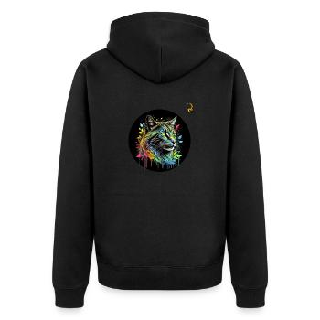 KATZENFARBE - Unisex Premium Bio Zip Hoodie - Schwarz - Hinten - Nico (187cm)