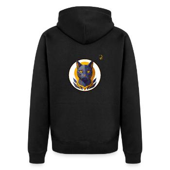 DIE KATZE - Unisex Premium Bio Zip Hoodie - Schwarz - Hinten - Nico (187cm)