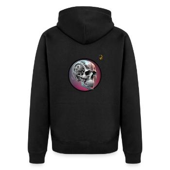 SCHÄDEL - Unisex Premium Bio Zip Hoodie - Schwarz - Hinten - Nico (187cm)