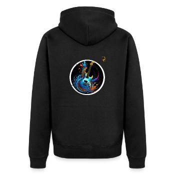 MEHR ALS MUSIK - Unisex Premium Bio Zip Hoodie - Schwarz - Hinten - Nico (187cm)