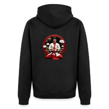 Inner Peace with Kung Fu - Unisex Premium Organic Zip Hoodie - black - Back - Nico (187cm)