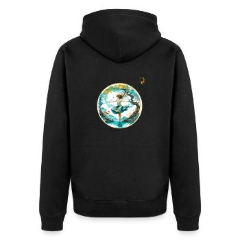 DIE FEE - Unisex Premium Bio Zip Hoodie - Schwarz - Hinten - Nico (187cm)