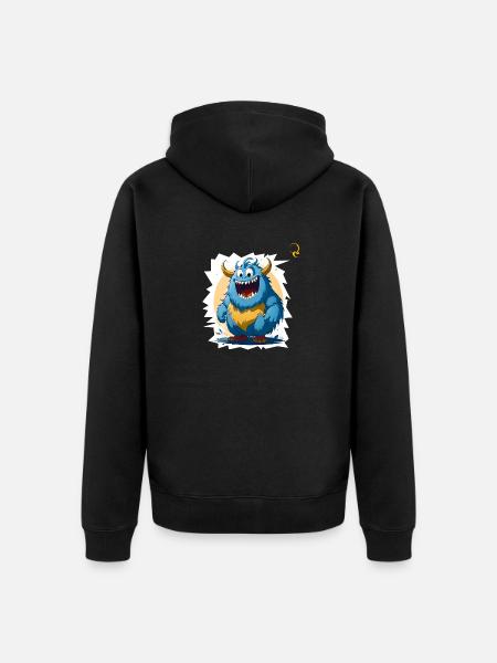 HAPPY MONSTER - Unisex Premium Organic Zip Hoodie - black