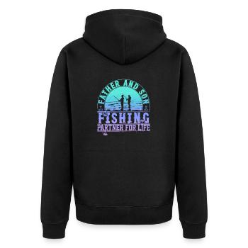 fisch, fisch, angeln, see, meer, angeln, fauna, exotisch - Unisex Premium Bio Zip Hoodie - Schwarz - Hinten - Nico (187cm)