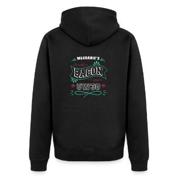 baseballhoodie present baseballsweatshirt - Unisex Premium Bio Zip Hoodie - Schwarz - Hinten - Nico (187cm)