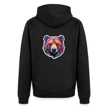 Bear psychedelic and colorful - Unisex Premium Organic Zip Hoodie - black - Back - Nico (187cm)