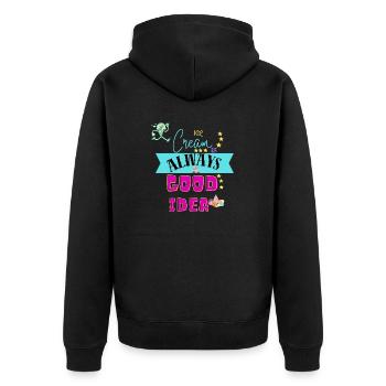 Ice Cream Power - Unisex Premium Bio Zip Hoodie - Schwarz - Hinten - Nico (187cm)