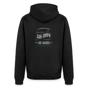 cool funny sayings happy art weightless - Unisex Premium Organic Zip Hoodie - black - Back - Nico (187cm)