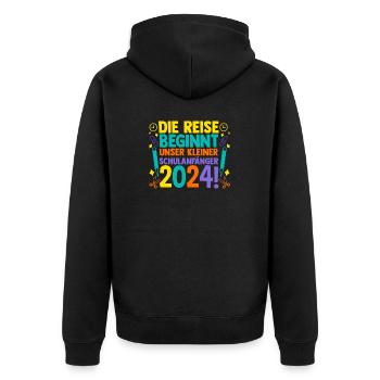 Eltern Schulkind Grundschule Erste Klasse Einschul - Unisex Premium Bio Zip Hoodie - Schwarz - Hinten - Nico (187cm)