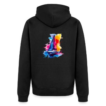 Segelboot Design im Aquarell-Look - Unisex Premium Bio Zip Hoodie - Schwarz - Hinten - Nico (187cm)