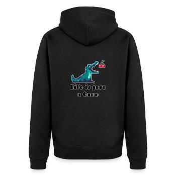 Life is Just a Game Retro Pixel Art Design - Unisex Premium Organic Zip Hoodie - black - Back - Nico (187cm)