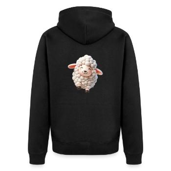 Schaf 3 - Unisex Premium Bio Zip Hoodie - Schwarz - Hinten - Nico (187cm)