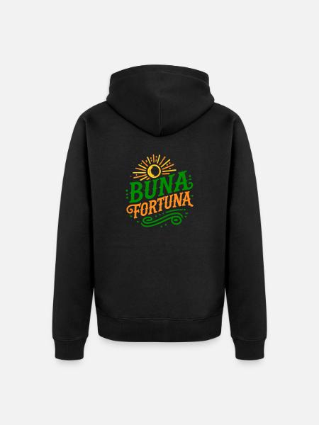 buna fortuna (Vectorgraphic) - Unisex Premium Organic Zip Hoodie - black