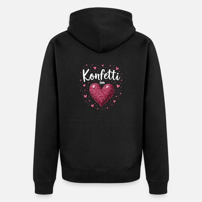 Konfetti im Herzen - Unisex Premium Bio Zip Hoodie - Schwarz
