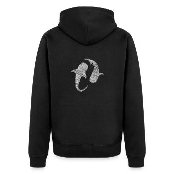 Zwei Walhaie in eleganter Line-Art - Unisex Premium Bio Zip Hoodie - Schwarz - Hinten - Nico (187cm)