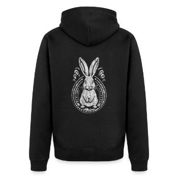 Lapin de Pâques d’apparence usagée - Veste à capuche bio Premium Unisexe - noir - Dos - Nico (187cm)