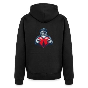 Herz eines alten bretonischen Kap-Horners - Unisex Premium Bio Zip Hoodie - Schwarz - Hinten - Nico (187cm)