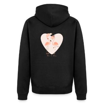 Mr. and Mrs. Flamingos Hochzeit Ehe - Unisex Premium Bio Zip Hoodie - Schwarz - Hinten - Nico (187cm)
