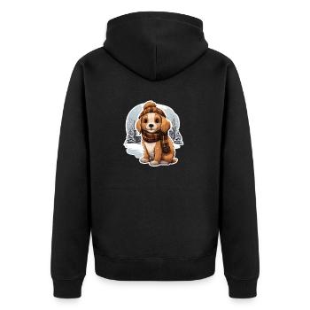 Chien avec chapeau et écharpe - Veste à capuche bio Premium Unisexe - noir - Dos - Nico (187cm)