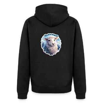 Weihnachtslamm - Unisex Premium Bio Zip Hoodie - Schwarz - Hinten - Nico (187cm)