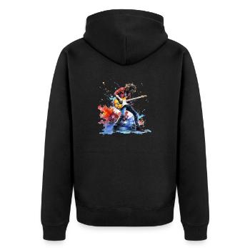 Guitare électrique, cadeau de guitare, jeu de guitare de musicien - Veste à capuche bio Premium Unisexe - noir - Dos - Nico (187cm)