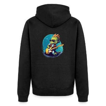 Rocking Crocodile with Electric Guitar Gift Guitarist - Unisex Premium Organic Zip Hoodie - black - Back - Nico (187cm)