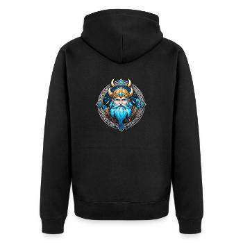 Wikinger Odin Thor Walhalla - Unisex Premium Bio Zip Hoodie - Schwarz - Hinten - Nico (187cm)