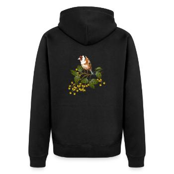 Bunter Vogel - Unisex Premium Bio Zip Hoodie - Schwarz - Hinten - Nico (187cm)