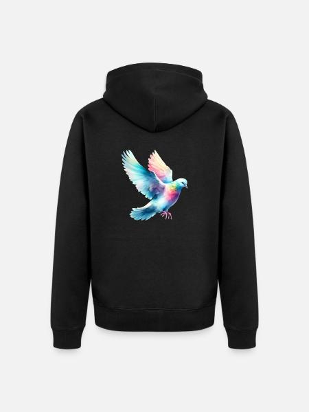 Rainbow Flight: Flying Dove - Unisex Premium Organic Zip Hoodie - black