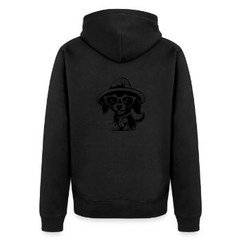 petit chien mignon avec chapeau de soleil - Veste à capuche bio Premium Unisexe - noir - Dos - Nico (187cm)