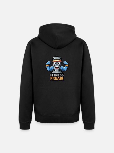 Fitness-Protein-Shake - Unisex Premium Bio Zip Hoodie - Schwarz