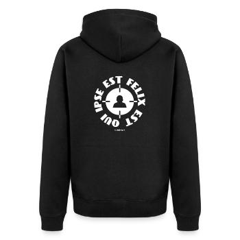 Qui Ipse Est - Unisex Premium Bio Zip Hoodie - Schwarz - Hinten - Nico (187cm)