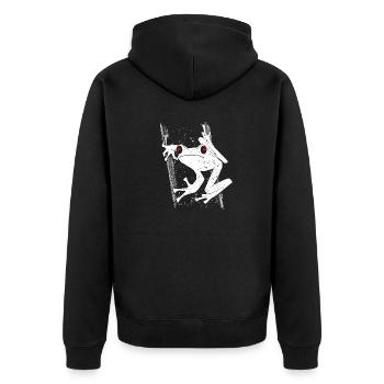 Frosch - Unisex Premium Bio Zip Hoodie - Schwarz - Hinten - Nico (187cm)