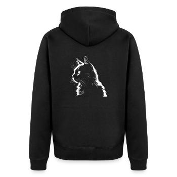 Cat, Cat Motif - Unisex Premium Organic Zip Hoodie - black - Back - Nico (187cm)