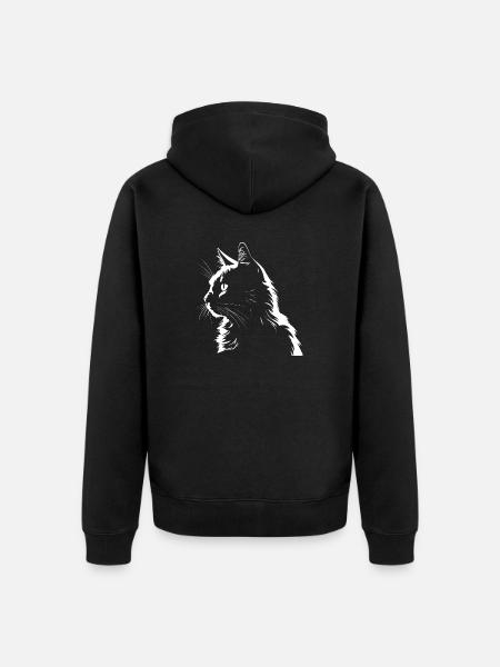 Cat, Cat Motif - Unisex Premium Organic Zip Hoodie - black
