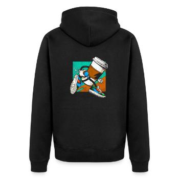 Coffee Junkie: Fun Design for Coffee-to-Go - Unisex Premium Organic Zip Hoodie - black - Back - Nico (187cm)