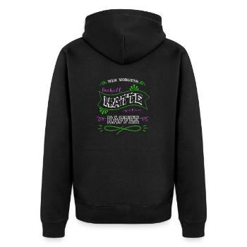 geburtstagsgeschenk süchtig kaffeetasse lieben - Unisex Premium Bio Zip Hoodie - Schwarz - Hinten - Nico (187cm)