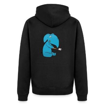 Elephant Marshmallow - Unisex Premium Organic Zip Hoodie - black - Back - Nico (187cm)