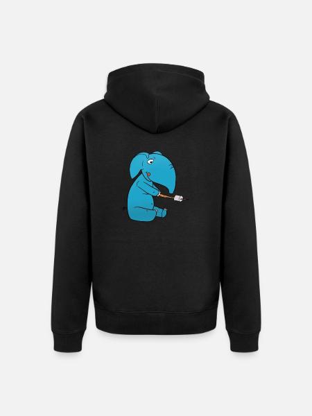 Elephant Marshmallow - Unisex Premium Organic Zip Hoodie - black