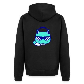 Coole DJ Katze Kätzchen Haustier Party Club Musik - Unisex Premium Bio Zip Hoodie - Schwarz - Hinten - Nico (187cm)