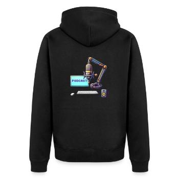 Podcast - Unisex Premium Bio Zip Hoodie - Schwarz - Hinten - Nico (187cm)