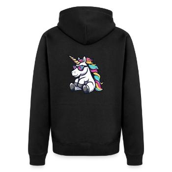 Licorne Bande Dessinée Cool - Veste à capuche bio Premium Unisexe - noir - Dos - Nico (187cm)