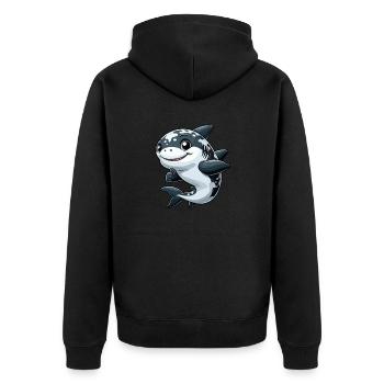 Happy shark - Unisex Premium Organic Zip Hoodie - black - Back - Nico (187cm)
